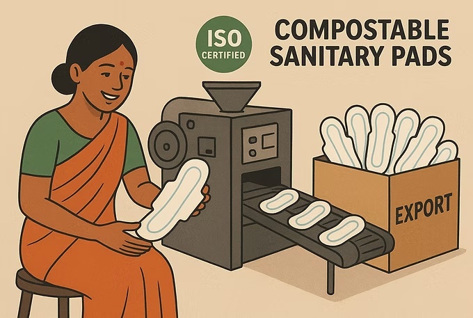 Compostable sanitary pad manufacturing solution